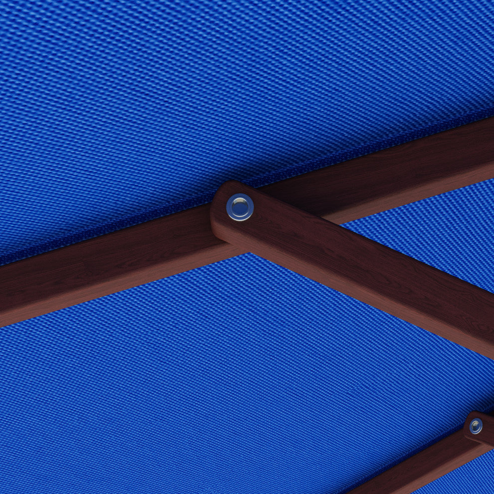 9' Square Push Lift Wood Umbrella, Olefin, Navy Blue