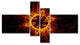 Solar Eclipse Digital Illustration, Abstract Wall Art Canvas, 60"x32", 4 panels