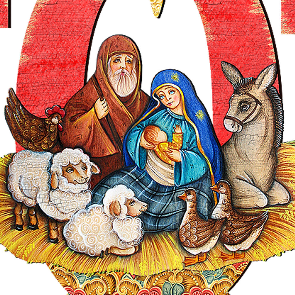 Joy Nativity Wooden Door Hanger