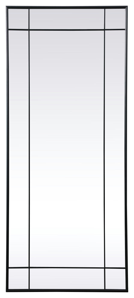French Panel Full Length Mirror 30x70", Black