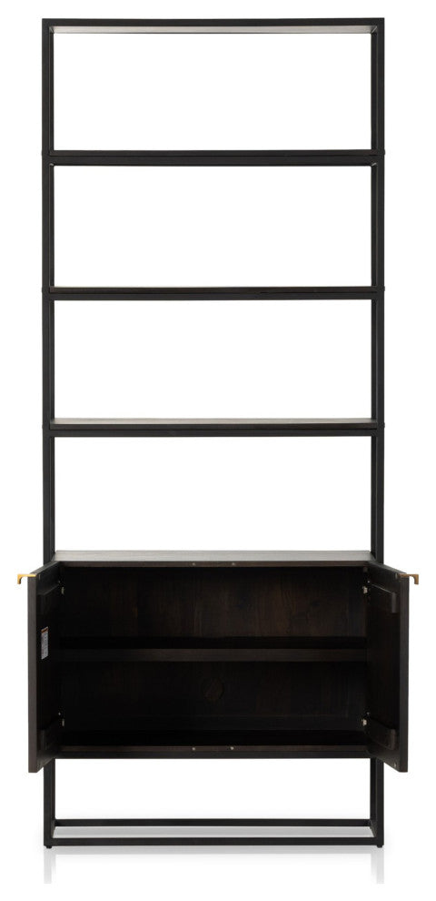 Kelby Bookcase Carved Vintage Brown, Vintage Brown, Gunmetal