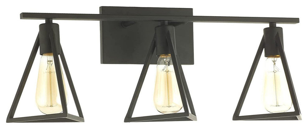 3-Light Bathroom Wall Sconce Lighting Over Mirror Black Triangle Wall Mounted