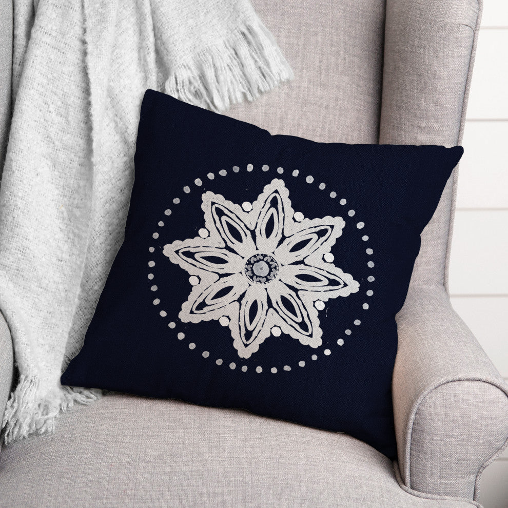 Navy Medallion 2 18x18 Spun Poly Pillow