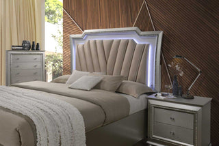 ACME Kaitlyn Eastern King Bed, PU and Champagne