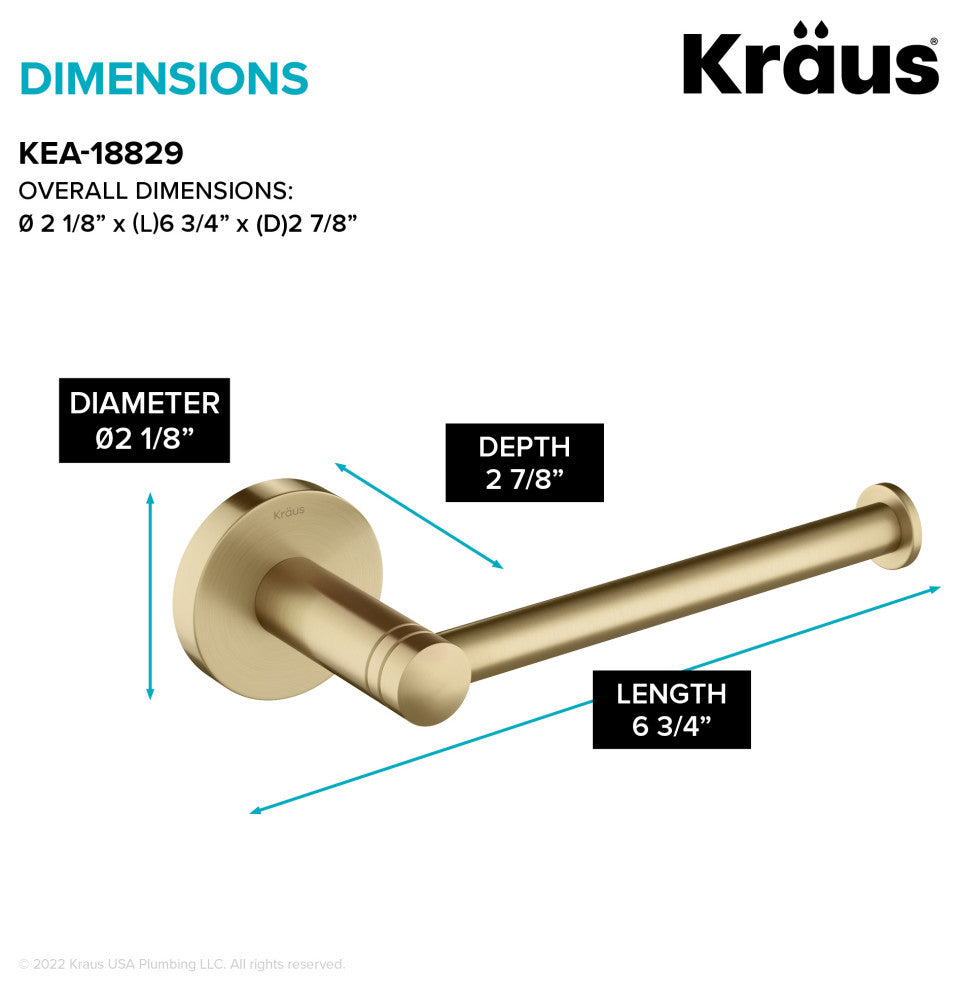 Elie Bathroom Toilet Paper Holder, Brushed Gold