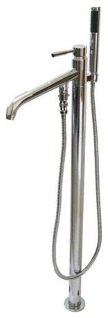 Kingston Brass Freestanding Tub Faucet With Hand Shower, Polished Chrome