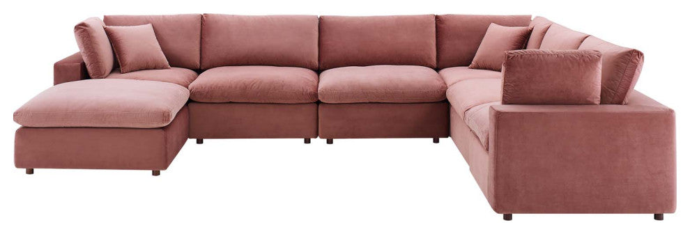 Sectional Sofa Set, Velvet, Pink, Modern, Living Lounge Hotel Lobby Hospitality