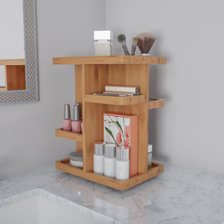 Lavish Home Bamboo Countertop Makeup Organizer Carousel