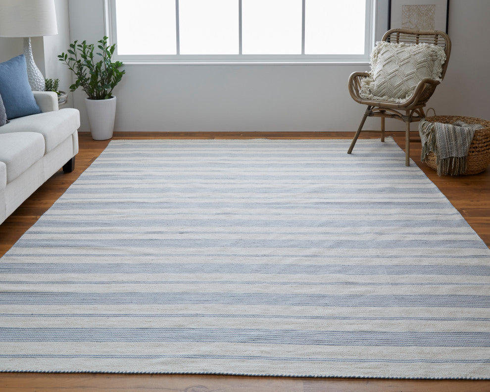 Weave & Wander Granberg Eco-Friendly PET Rug, Blue, 10' X 14'