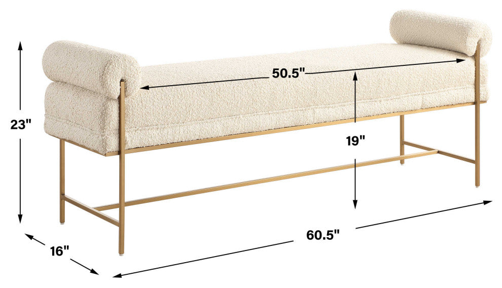 Uttermost Bolster Pearl White Bench