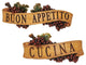 Italian Buon Appetito and Cucina Kitchen Grapes Sculptural Wall Plaque Decor