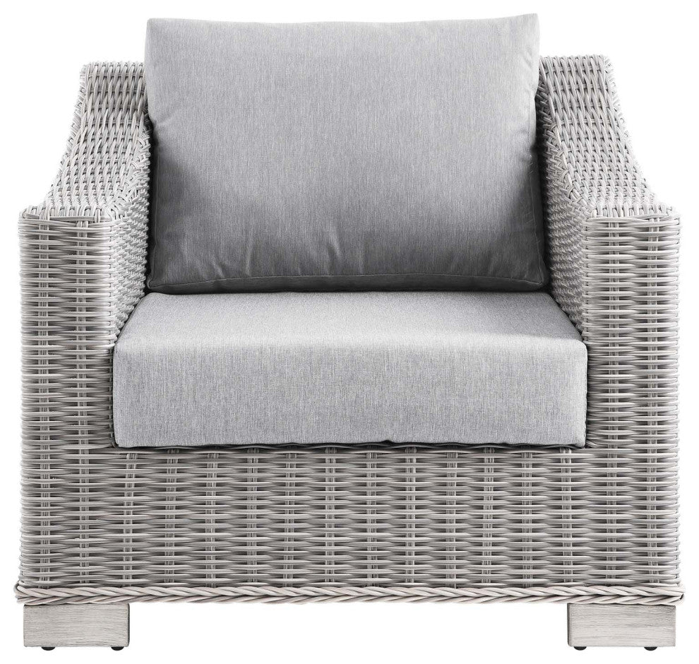 Conway Outdoor Patio Wicker Rattan Armchair Light Gray Gray
