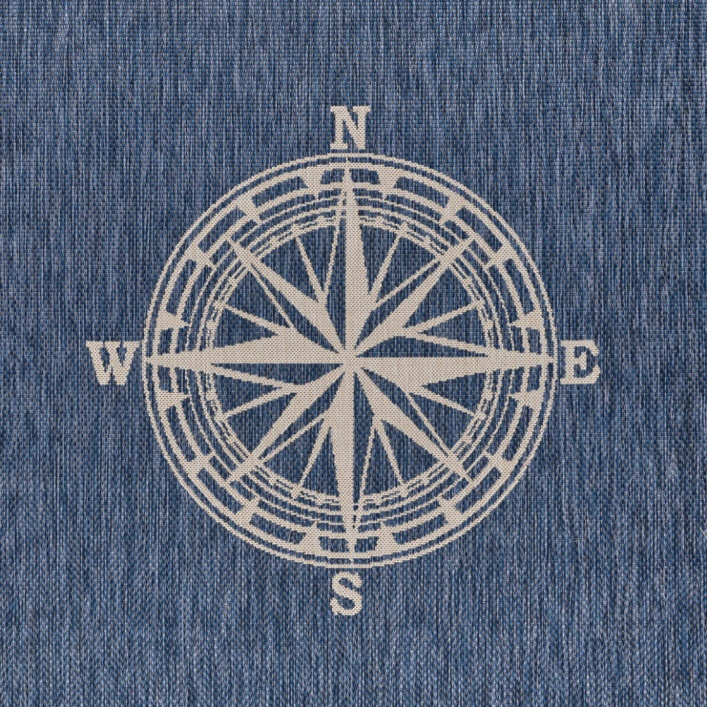 5" x 7" Navy Nautical Indoor Outdoor Area Rug