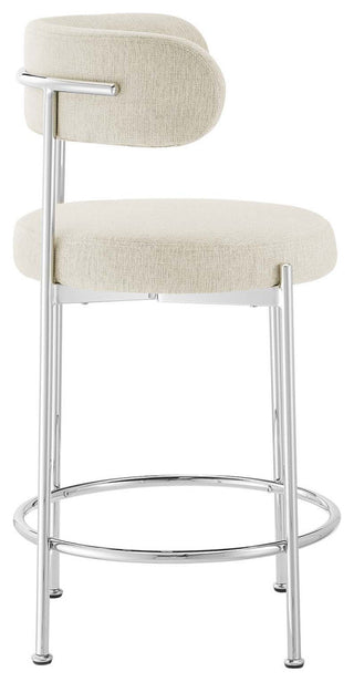 Albie Fabric Counter Stools - Set of 2 - Beige Silver