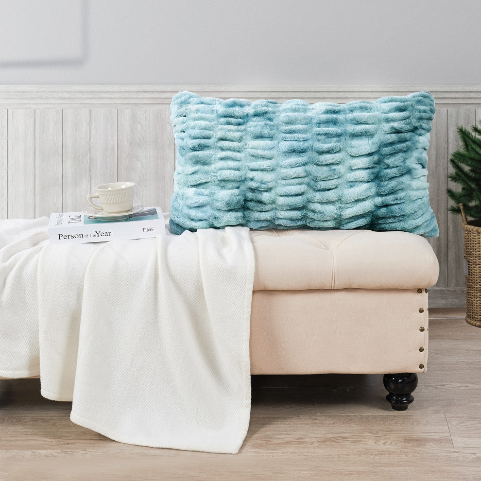 Shar Pei Faux Fur Pillow Shell Set, Trellis, 2 Piece Lumbar, 14"x26"