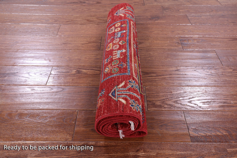 2' 5" X 6' 6" Tribal Persian Gabbeh Hand-Knotted Wool Runner Rug Q10474