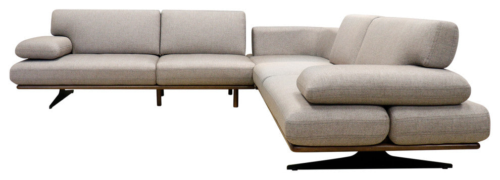 Belluno Taupe Faux Suede Sectional Sofa With Sliding Backrest and Armrest
