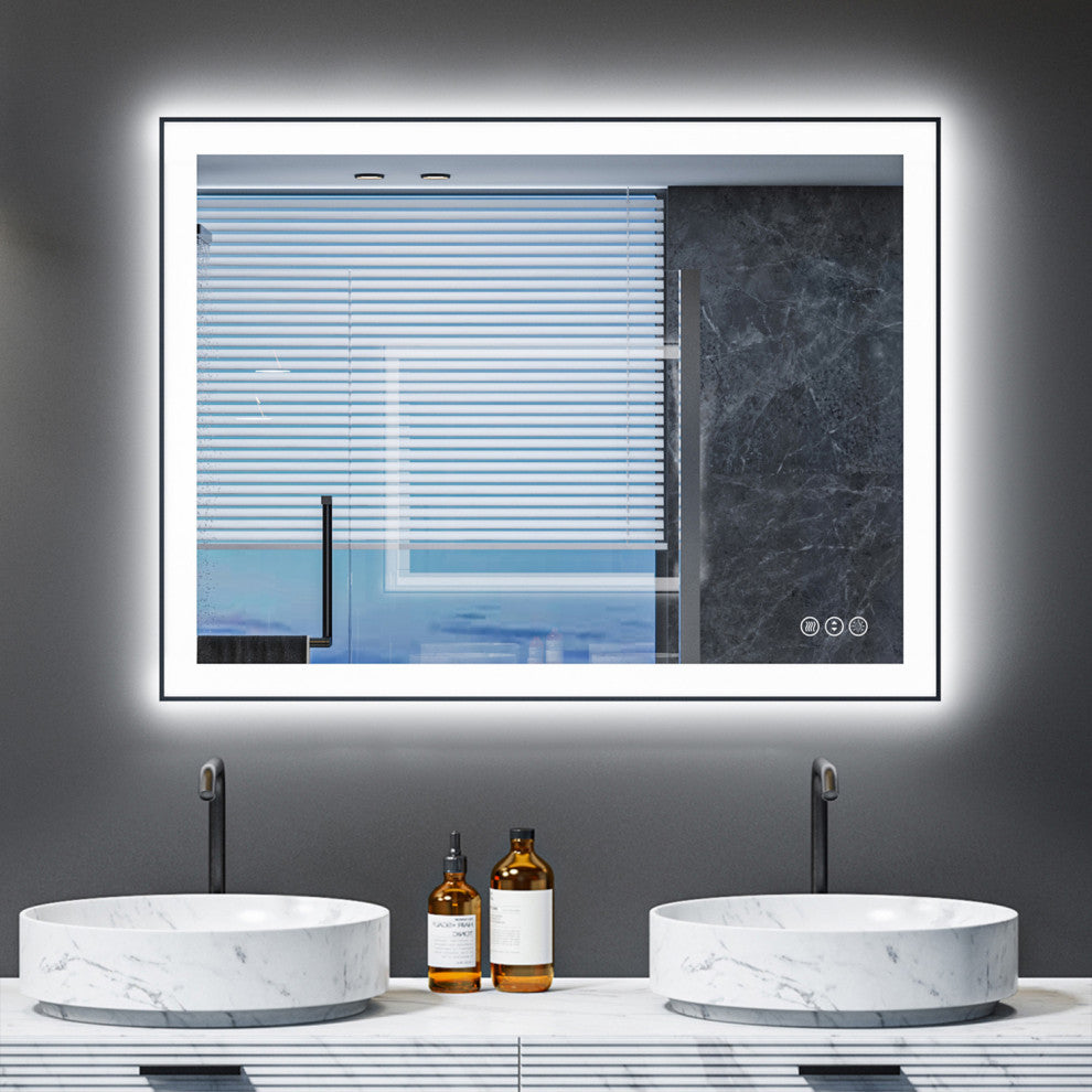 Black Frame Wall Mounted backlit LED Bathroom Vanity Mirror(48"W X 36"H )