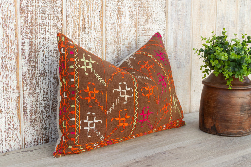 Kara Antique Indian Folk Lumbar Pillow