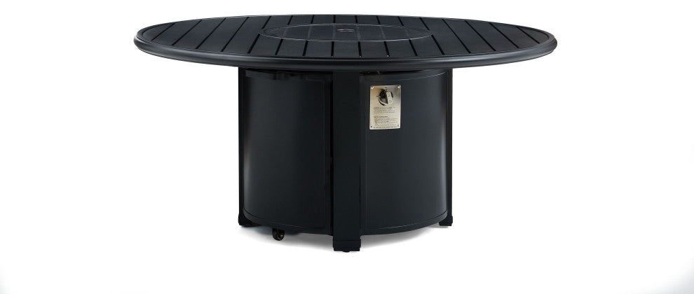 Slat Top 54" Round Fire Table, Night