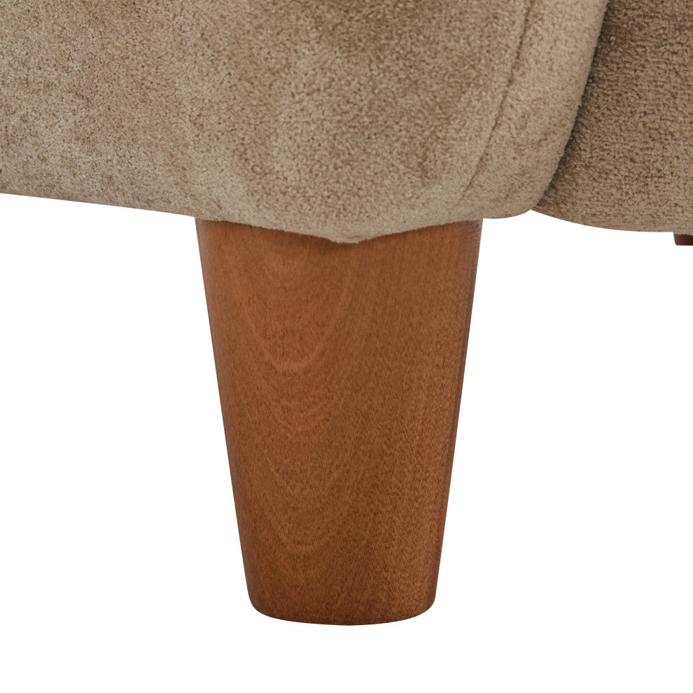 GDF Studio Wingback Fabric Accent Chair With Solid Birch Legs, Camel