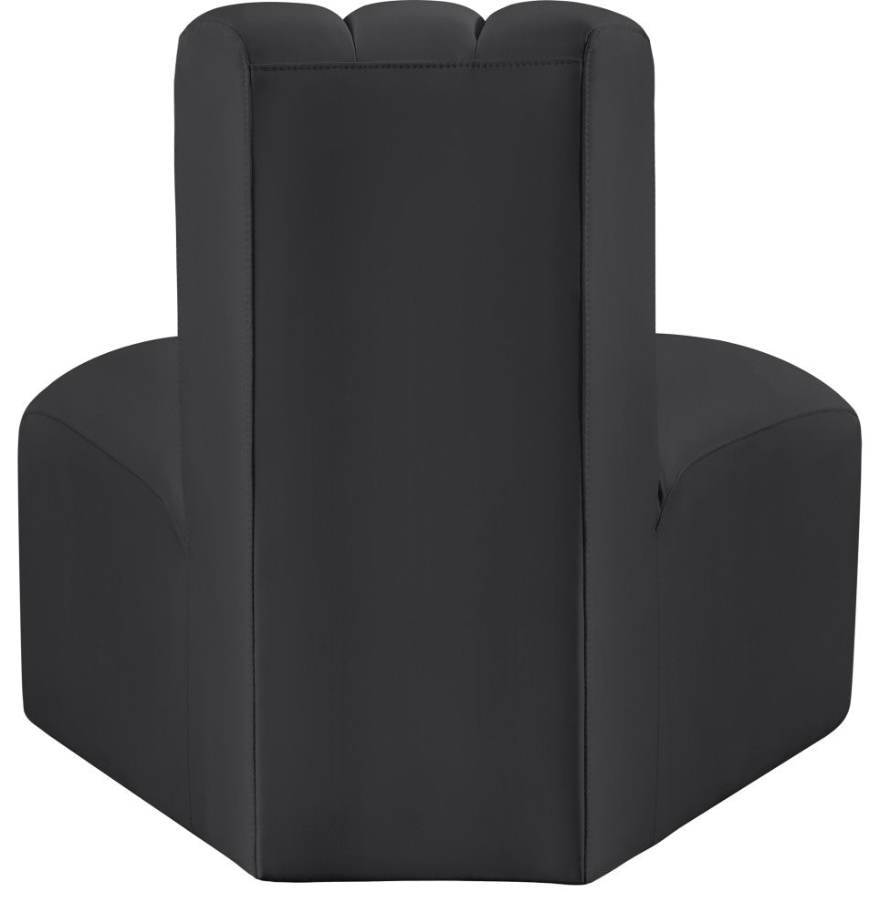 Arc Upholstered Modular Component, Black, 1-Piece: Reverse Corner, Vegan Leather