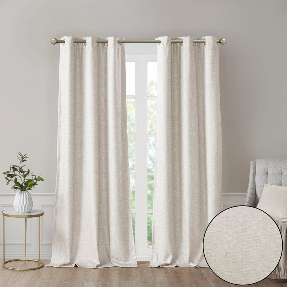 Madison Park Tonal Printed Faux Silk Room Darkening Curtain Panel Pair
