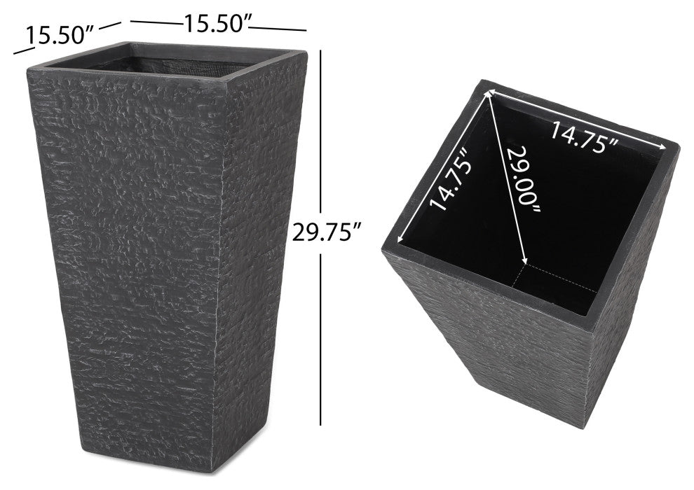 Tengren Outdoor Large and Small Cast Stone Planters, Set of 2