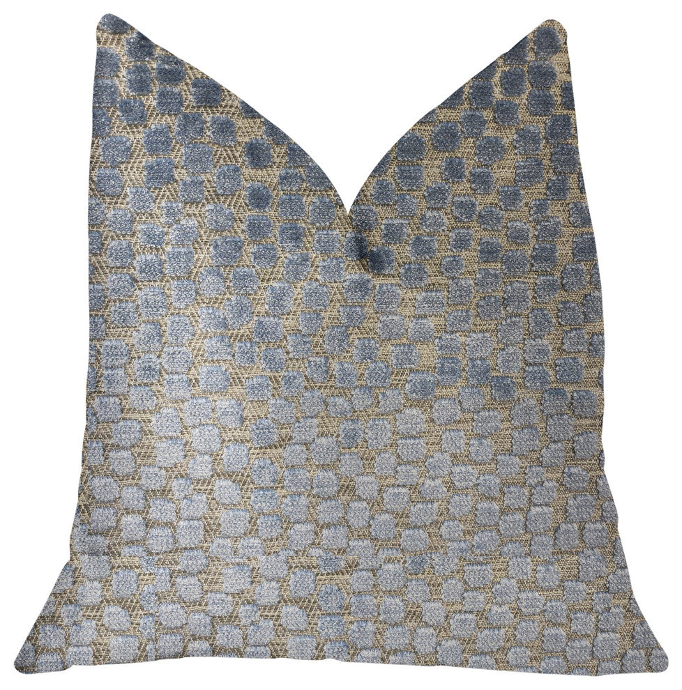 Dusky Gem Blue and Silver Luxury Throw Pillow, 20"x20"