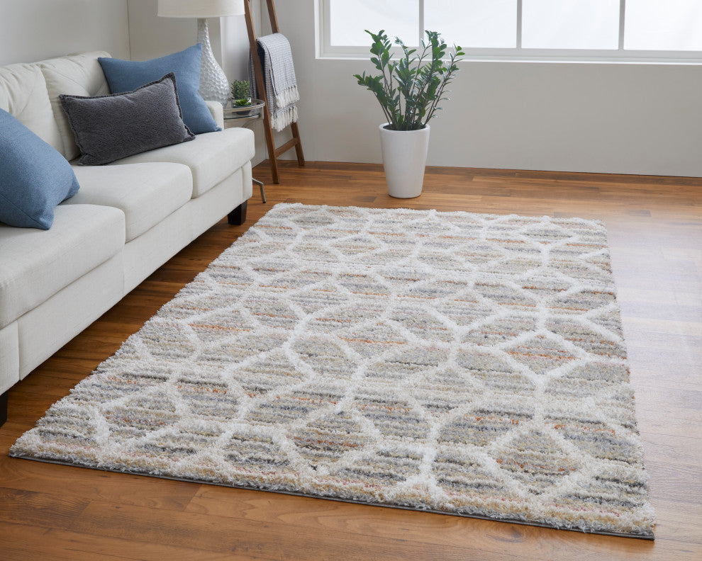 Weave & Wander Caide Contemporary Rug, Beige/Multi, 10'x14'