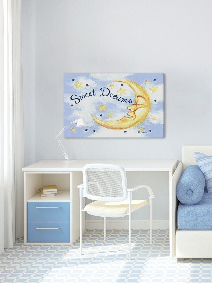 Marmont Hill, "Sweet Dreams Moon" by Reesa Qualia Print on Wrapped Canvas, 24x16