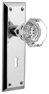 Double Dummy Set With Keyhole, New York Plate With Waldorf Knob, Bright Chrome