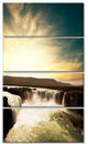 Dramatic Iceland Waterfalls, Large Seashore Canvas Print, 28"x48", 4 Panels