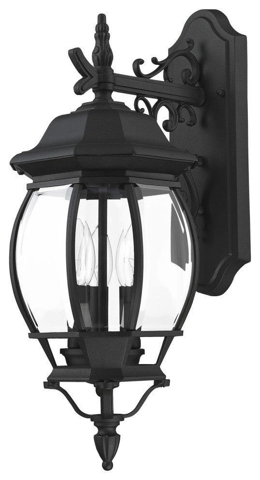 Textured Black Traditional, Colonial, French Historical, Outdoor Wall Lantern