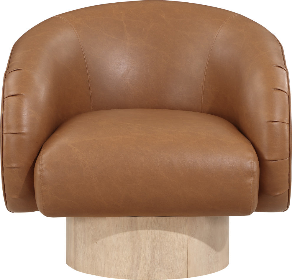 Gibson Vegan Leather Swivel Accent Chair, Cognac