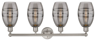 Edison-Vaz 4-Light 33" Bath Vanity Light, Brushed Satin Nickel, Light Smoke