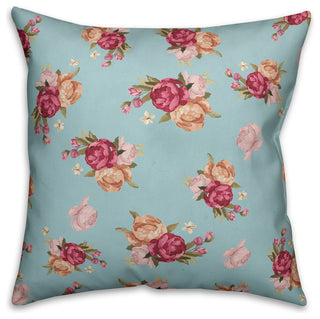 Vintage Pink Roses Spun Poly Pillow, 18x18