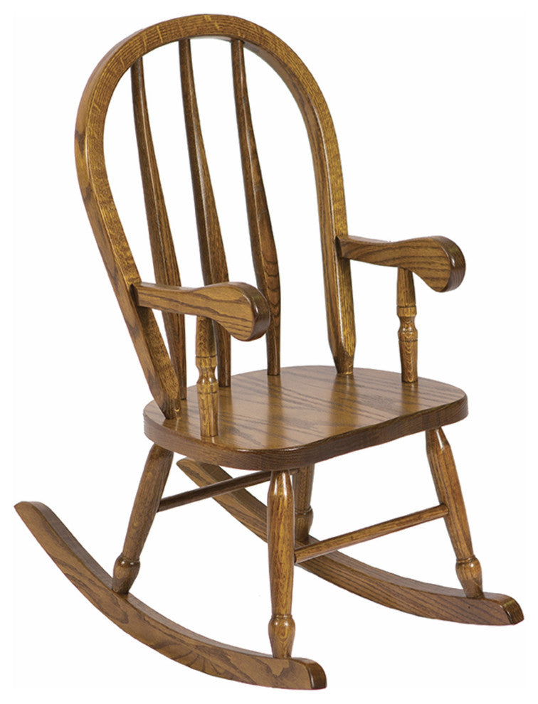 Amish Made Oak Child's Spindle Back Rocker, Seely Stain