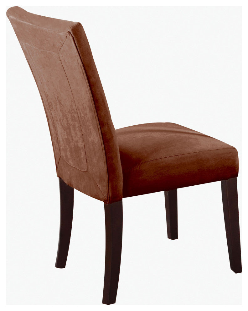 19" X 25" X 40" 2pc Chocolate Microfiber And Walnut Side Chair
