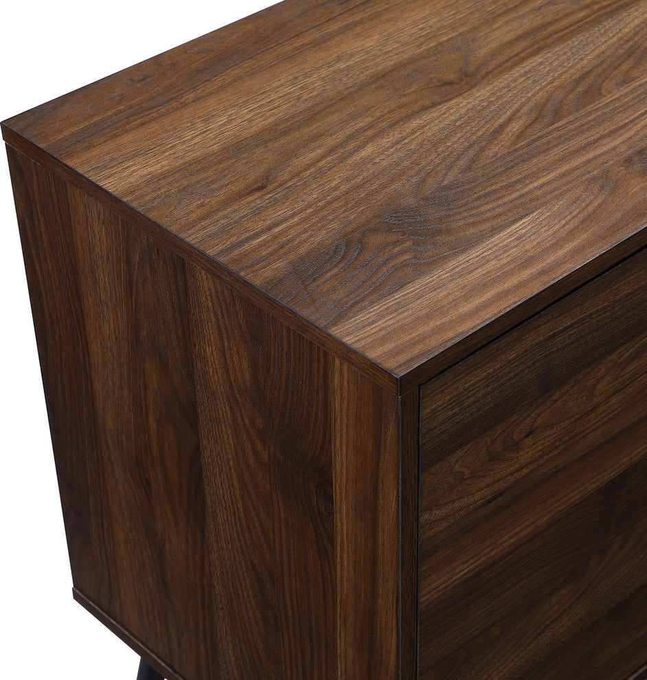60" Midcentury Modern 2-Door TV Stand Media Console, Dark Walnut