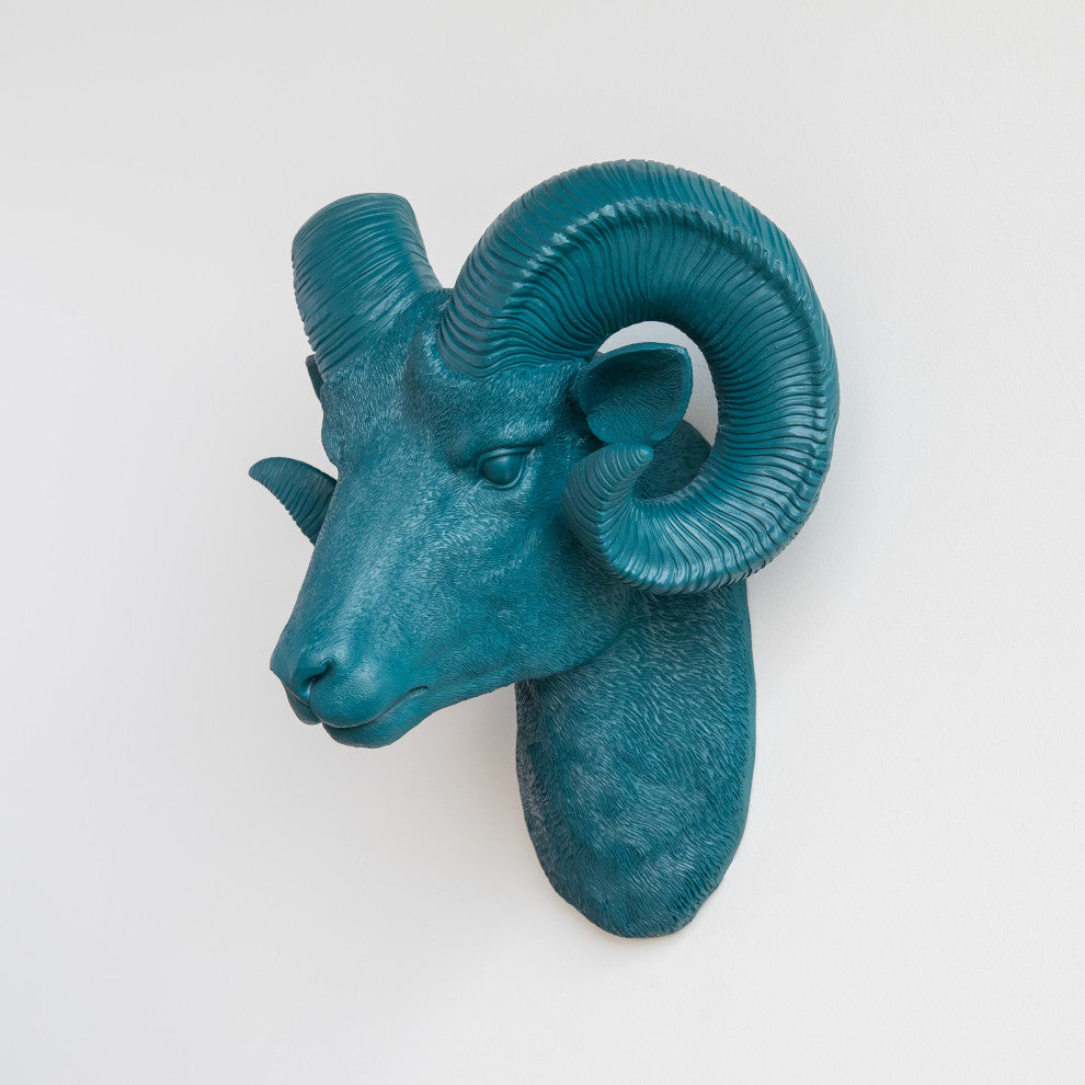 Resin Ram Head Wall Mount, Teal