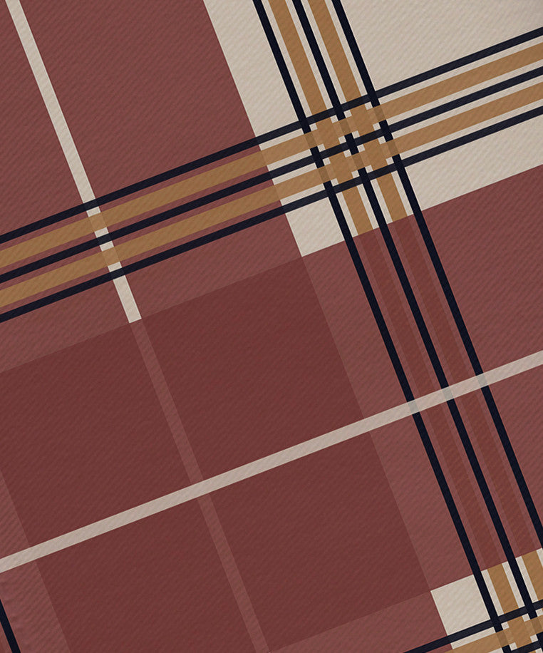 Big Bad Plaid Geometric Print Napkin, Mahogany, Set of 4