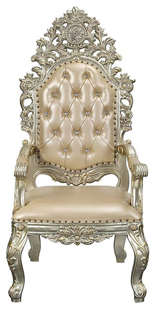 Acme Sorina Arm Chair Set of 2 PU and Antique Gold Finish