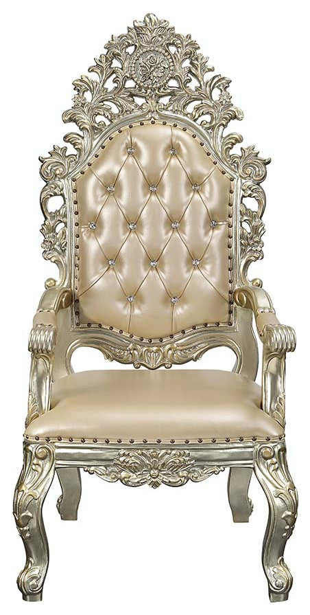 Acme Sorina Arm Chair Set of 2 PU and Antique Gold Finish