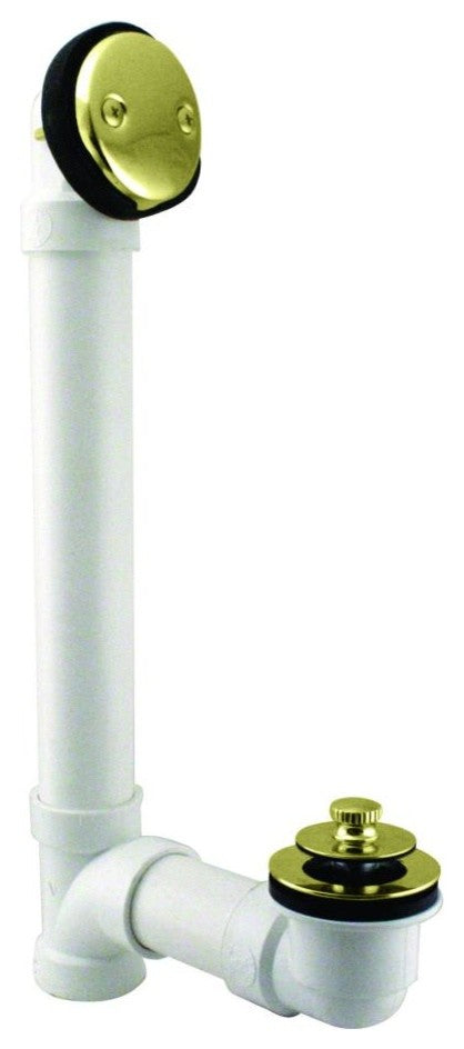Pull & Drain Sch. 40 PVC Bath Waste With Two-Hole Elbow In Polished Brass