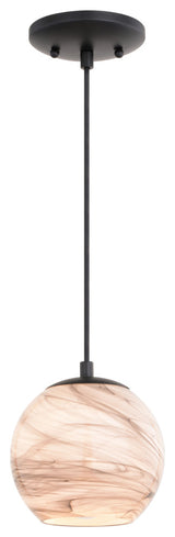 Milano Matte Black Transitional Mini Pendant Ceiling Light Multi Color Art Glass
