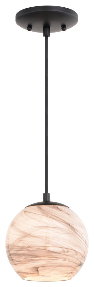 Milano Matte Black Transitional Mini Pendant Ceiling Light Multi Color Art Glass