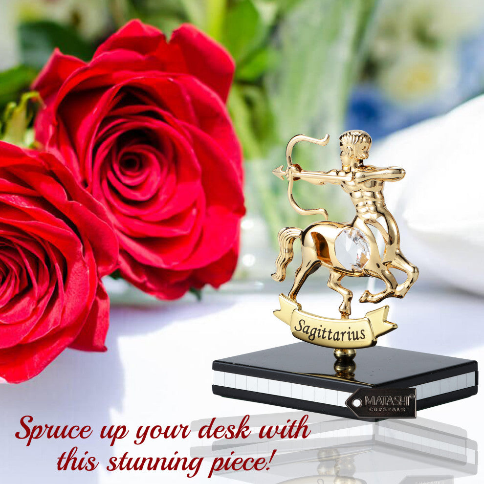 Matashi 24K Gold Plated Zodiac Astrological Figurine With Crystals, Sagittarius