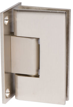 Heavy Duty Square Corner Shower Hinge, Full Back Plate, Brushed Nickel