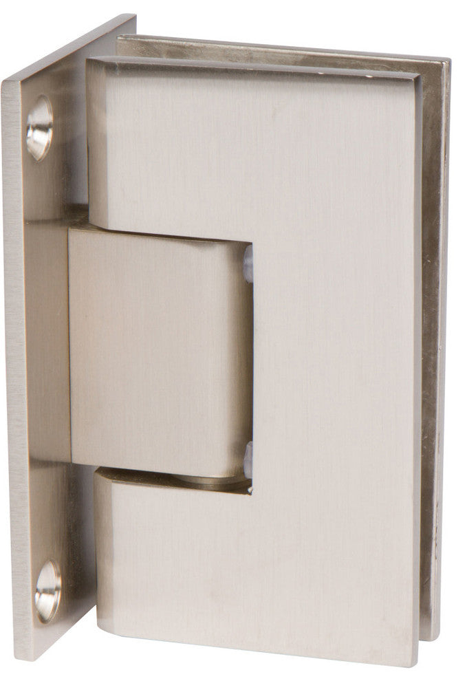 Heavy Duty Square Corner Shower Hinge, Full Back Plate, Brushed Nickel